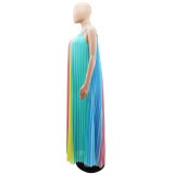 Sleeveless Multicolor Loose Pleated Maxi Dress GYLY-10132