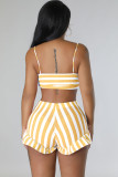 Sexy Stripe Ribber Two Piece Shorts Set YD-8749