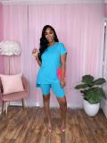 Solid Color Loose Two Piece Shorts Set BS-1350