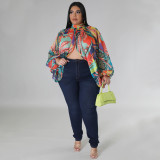 Plus Size O Neck Open Back Tied Chiffon Top NNWF-7848