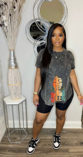 Plus Size Fashion Print O Neck Two Piece Shorts Set WAF-77590226