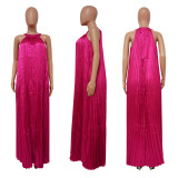 Solid Off Shoulder Big Swing Maxi Dress YF-10449