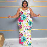 Plus Size Print Sleeveless Maxi Dress NNWF-7877