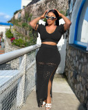 Sexy Knits Solid Tassel Slit Two Piece Skirts Set JPF-1086