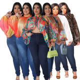 Plus Size O Neck Open Back Tied Chiffon Top NNWF-7848