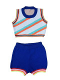 Fashion Sleeveless Vest And Shorts Two Piece Set QXTF-8168