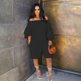 Solid Color One Shoulder Loose Romper OLYF-6126