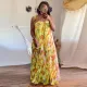 Plus Size Print Wide Leg Suspender Jumpsuit NY-10478