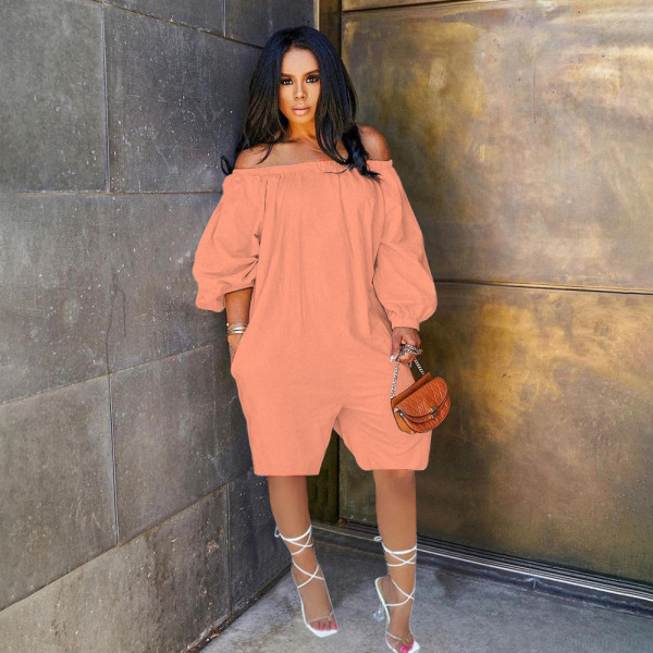 Solid Color One Shoulder Loose Romper OLYF-6126