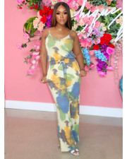 Tie Dye Print Sling Loose Jumpsuit BDF-7052