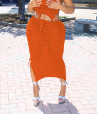 Sexy Tassel Solid Knits Skirt QXTF-8173
