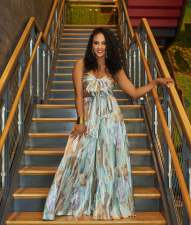 Sexy Print Tube Tops And Wide Leg Pants Two Piece Set XMY-9426