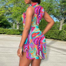 Fashion Print Sleeveless Irregular Mini Dress XHSY-19594
