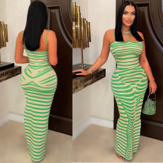 Sexy Print Sling Slim Maxi Dress BN-9433