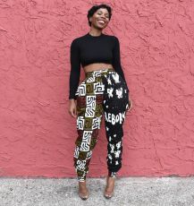 Contrast Color Print Loose-fitting Lantern Pants MDF-5171