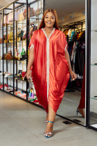 V Neck Bat Sleeve Patchwork Irregular Dress WY-9002