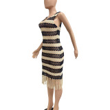 Sexy Sleeveless Knits Tassel Midi Dress NYF-8147