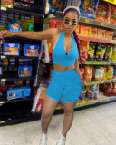 Sling Hollow Out Crop Tops And Shorts 2 Piece Set NM-8813