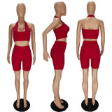 Sling Hollow Out Crop Tops And Shorts 2 Piece Set NM-8813