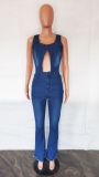 Fashion Denim Sleeveless Jumpsuit LX-6952
