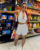 Sling Hollow Out Crop Tops And Shorts 2 Piece Set NM-8813