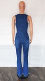 Fashion Denim Sleeveless Jumpsuit LX-6952