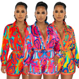 Casual Long Sleeve Print Romper ME-8395
