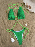 Solid Color Bandage Backless Bikinis CASF-6601