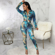 Fashion Print Long Sleeve Pants Two Piece Set SMR-11974