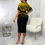 Short Sleeve Print Midi Dress SMR-12013