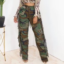 Camouflage Print Tassel Straight Pants LSD-83246