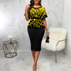 Short Sleeve Print Midi Dress SMR-12013
