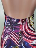 Sleeveless Sling Painted Print Backless jumpsuit(With Headscarf) LSL-6516