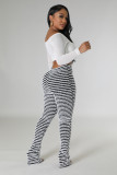 Knitted Striped High-waisted Micro Flared Pants OSM-4400