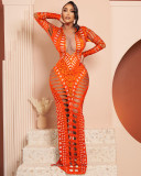 Sexy Holes Tight Hot Drill Maxi Dress ZSD-0593