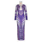 Sexy Holes Tight Hot Drill Maxi Dress ZSD-0593