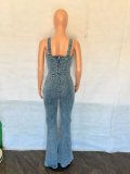 Sexy Denim Wide Leg Flare Jumpsuit LX-3545