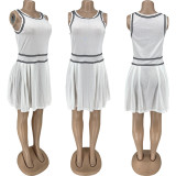 Pleated Sleeveless Casual Dress FNN-8712