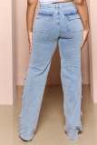 Casual Loose High Waist Holes Jeans LX-5536