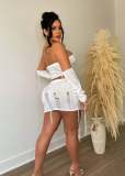 Knitted Tube Tops Tassel Half Skirt Sleeves Sexy Suit ME-8387