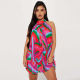Fashion Off Shoulder Sleeveless Pleated Dress  YF-10537