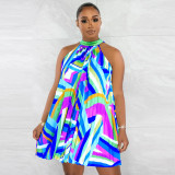 Fashion Off Shoulder Sleeveless Pleated Dress  YF-10537
