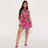 Fashion Off Shoulder Sleeveless Pleated Dress  YF-10537