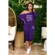 Plus Size Slash Shoulder Print Two Piece Pants Set HGL-2042