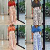 Fashion Bat Sleeve Shirts And Wide Leg Pant 2 Piece Set SHD-9616