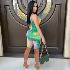 Tie Dye Print Sling Romper JH-337