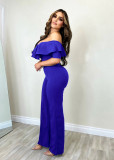 Sexy V Neck Ruffle Off Shoulder Jumpsuit MZ-2798