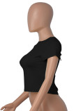 Solid Color Bandage Backless T Shirt MZ-2801