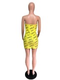 Wrap Chest Letter Print Mini Dress QZX-6282