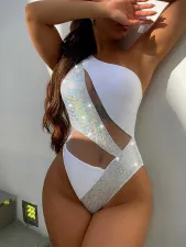 Mesh Splice One Piece Swimsuit CSYZ-D99WY